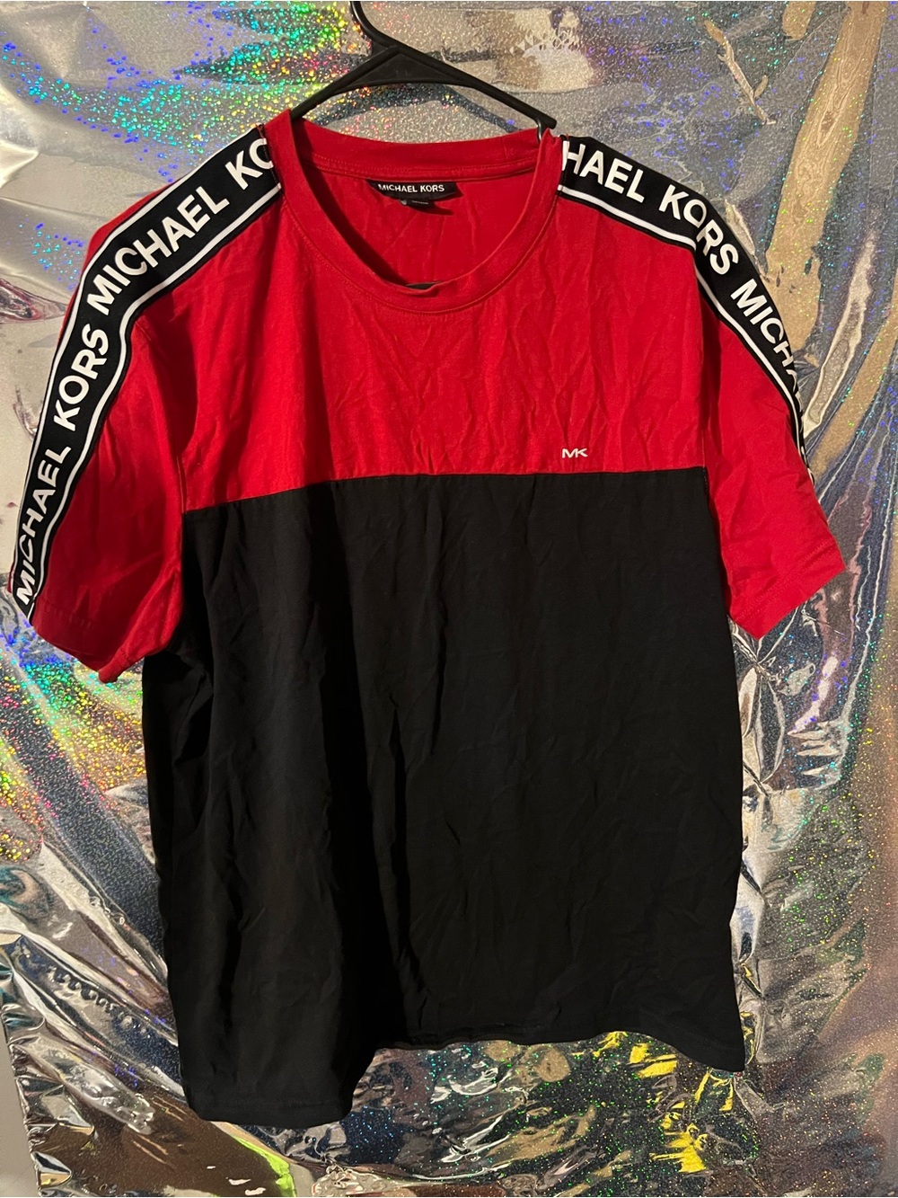 Michael Kors Men’s Red & Black Colorblock Logo Tee